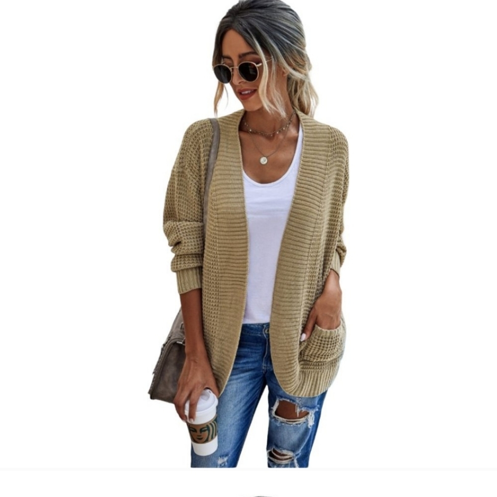 Chunky knit open front cardigan